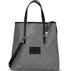 Sac en Toile enduite & Cuir Faret noir/blanc - 38x36x8.5 cm