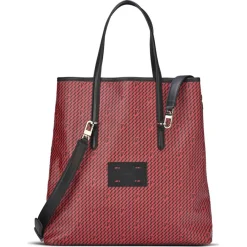 Sac en Toile enduite & Cuir Faret rouge/noir - 38x36x8.5 cm