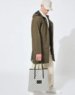 Sac en Toile enduite & Cuir Faret vert/multicolore - 38x36x8.5 cm