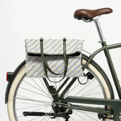 Sac en Toile enduite & Cuir Faret vert/multicolore - 38x36x8.5 cm