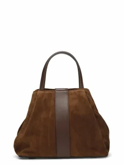 Sac en Velours de Cuir Pin Marron - 20,5x26,5x15,5 cm