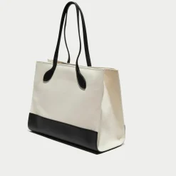 Sac fourre-tout en Coton & Cuir Bally naturel/noir - 40x29.5x15 cm