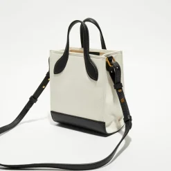 Sac fourre-tout en Coton & Cuir Bally naturel/noir - 17x20x 9 cm