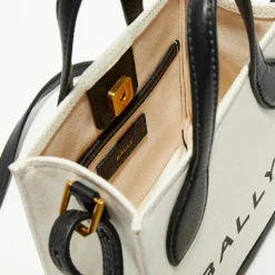 Sac fourre-tout en Coton & Cuir Bally naturel/noir - 17x20x 9 cm