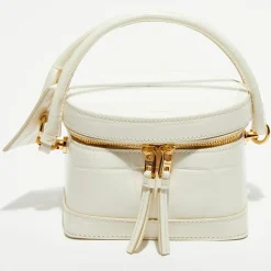 Sac mallette en Cuir Le Vanito ivoire - 11.5x15.5x15.5 cm