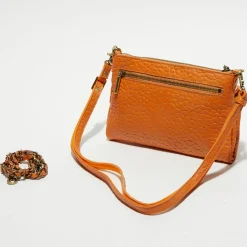 Sac pochette en Cuir Inde orange clair - 22x15x2 cm