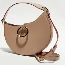 Sac porté épaule en Cuir Arlène beige rosé - 25x20x9cm