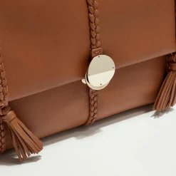 Sac porté épaule en Cuir Pénélope caramel - 35x24x13 cm