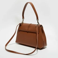 Sac porté épaule en Cuir Pénélope caramel - 35x24x13 cm