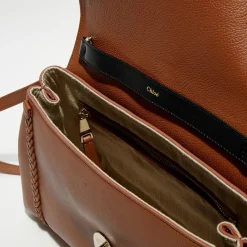 Sac porté épaule en Cuir Pénélope caramel - 35x24x13 cm