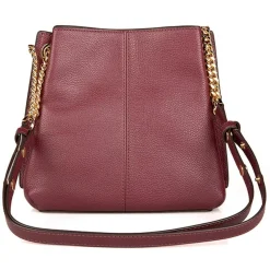 Sac seau en Cuir Teagen bordeaux - 17x12x9 cm