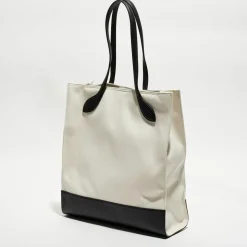 Sac shopping avec logo en Coton & Cuir Bally naturel/noir - 35x40x12 cm