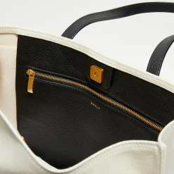 Sac shopping avec logo en Coton & Cuir Bally naturel/noir - 35x40x12 cm