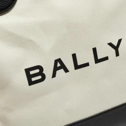 Sac shopping avec logo en Coton & Cuir Bally naturel/noir - 35x40x12 cm