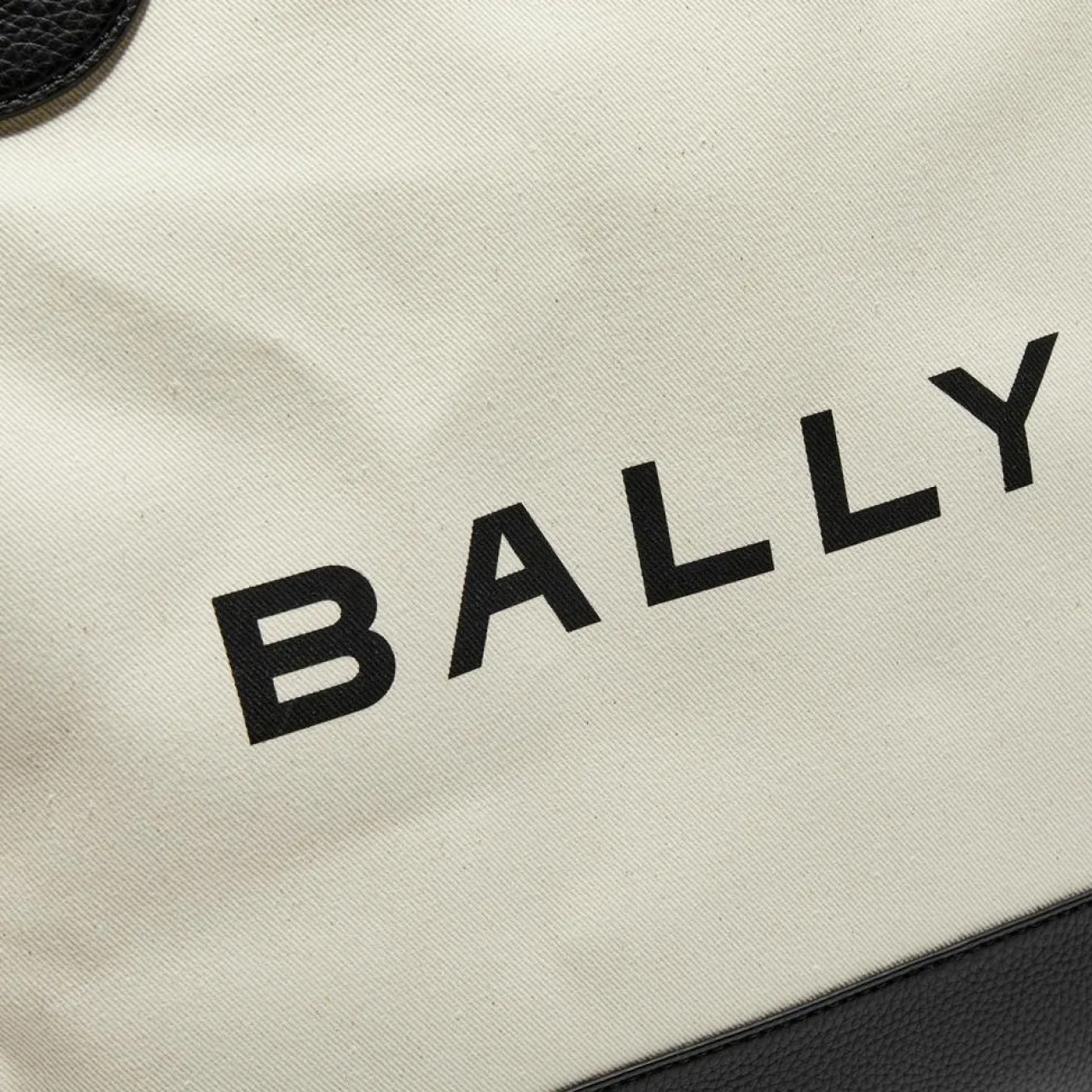 Sac shopping avec logo en Coton & Cuir Bally naturel/noir - 35x40x12 cm