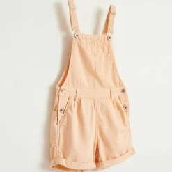 Salopette short Pepina en Toile de coton saumon