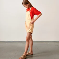Salopette short Pepina en Toile de coton saumon