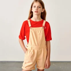 Salopette short Pepina en Toile de coton saumon