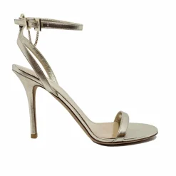 Sandales à talons en cuir dorées