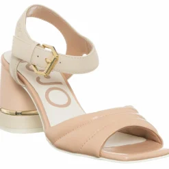 Sandales en Cuir Menton beige/rose -Talon 6 cm