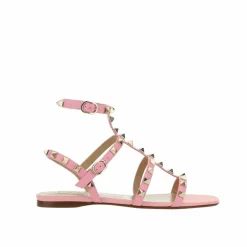 Sandales en cuir Rockstud roses