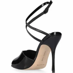 Sandales en Cuir verni Hourani noires - Talon 10.5 cm