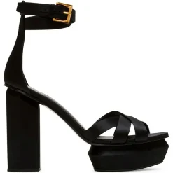 Sandales en Soie Ava noires - Talon 14 cm