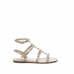 Sandales plates Rockstud beiges