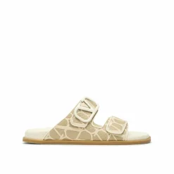 Sandales plates Toile Iconographe ivoire