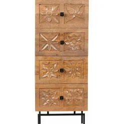 Semainier 4 tiroirs manguier sculture naturel - 45x40x115 cm