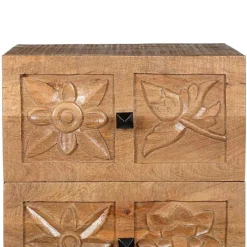 Semainier 4 tiroirs manguier sculture naturel - 45x40x115 cm