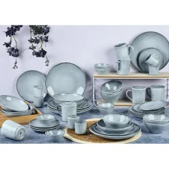 Service Complet en Grès Cloud gris clair - 48 pièces