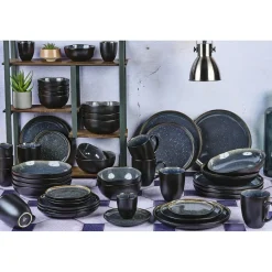 Service Complet en Grès Iris bleu foncé - 48 pièces