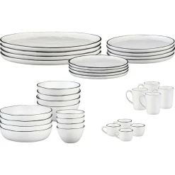 Service Complet en Grès Pure blanc/beige - 32 pièces