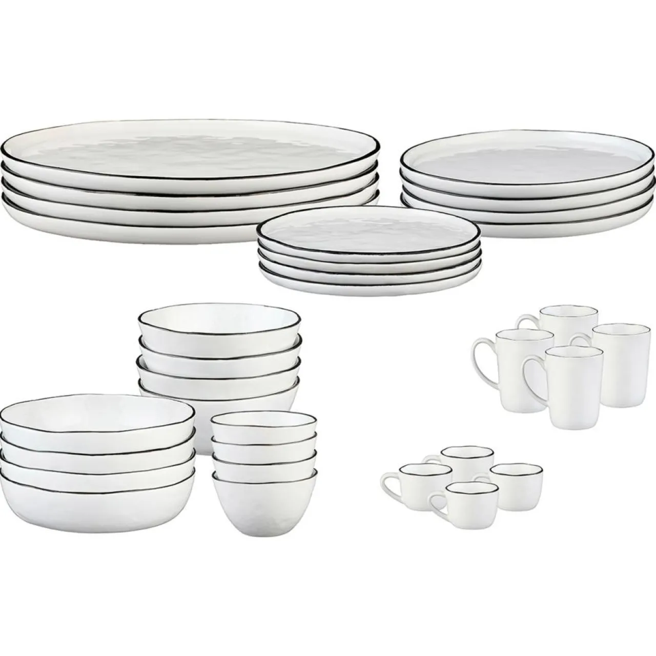 Service Complet en Grès Pure blanc/beige - 32 pièces