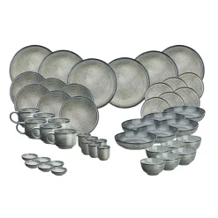 Service Complet en Grès Zen gris/bleu - 48 pièces