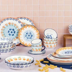 Service Complet en Porcelaine Napoli multicolore - 28 Pièces