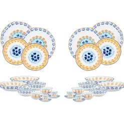 Service Complet en Porcelaine Napoli multicolore - 28 Pièces