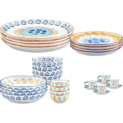 Service Complet en Porcelaine Napoli multicolore - 28 Pièces
