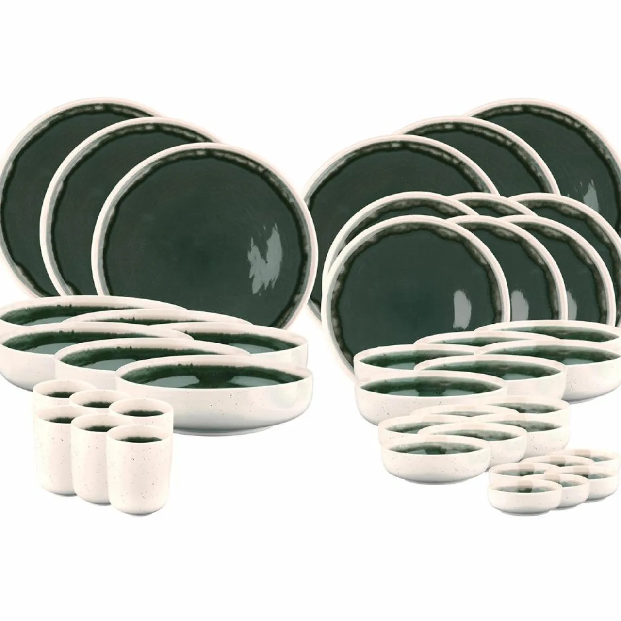 Service Complet Oxygen gris/vert bouteille/beige - 42 pièces