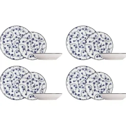 Service de table en Grès Flor Azul blanc/bleu - 12 pièces