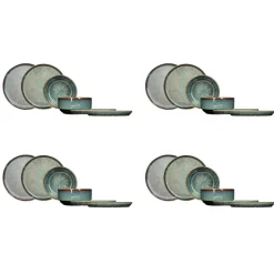 Service de table en Grès Jade vert foncé - 12 pièces