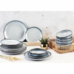 Service de table en Grès Les Essentiels Genesis bleu - 18 pièces