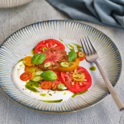 Service de table en Grès Listra bleu/beige - 18 pièces