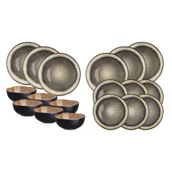 Service Les Essentiels en Grès Iris beige/marron - 18 pièces
