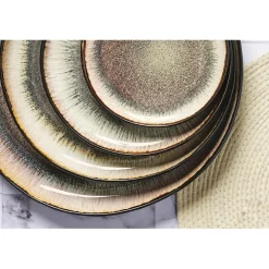 Service Les Essentiels en Grès Iris beige/marron - 18 pièces