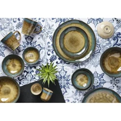 Service Les Essentiels en Grès Island kaki/bleu - 18 pièces