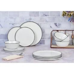 Service Les Essentiels en Grès Pure blanc neige - 12 pièces