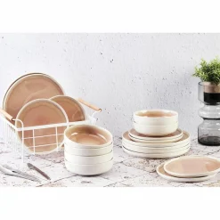 Service Les Essentiels Oxygen rose poudre/beige - 18 pièces