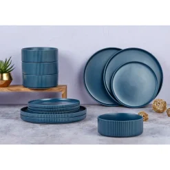 Service Les Essentiels Scandi bleu marine - 12 Pièces